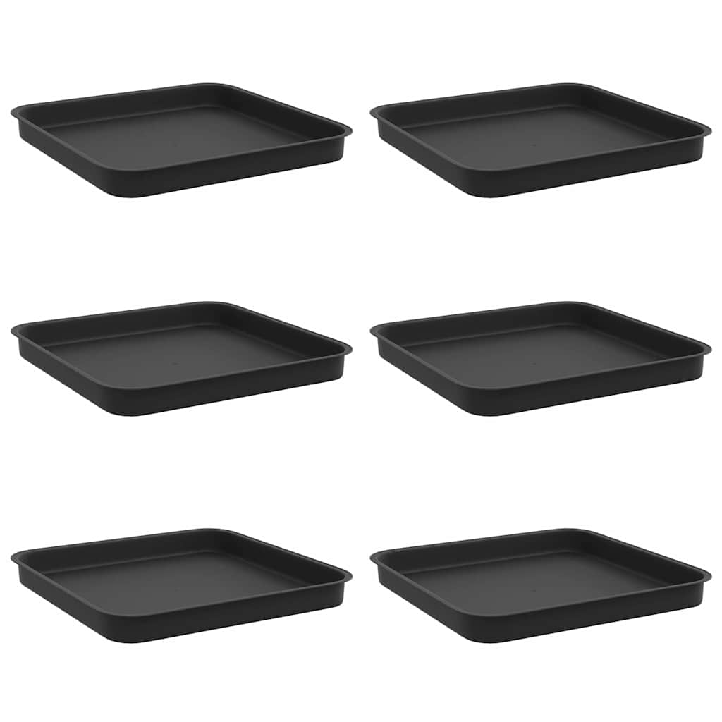 Kvadratna posuda za cvijeće 6 pcs Crna 25,5 x 25,5 x 2,5 cm