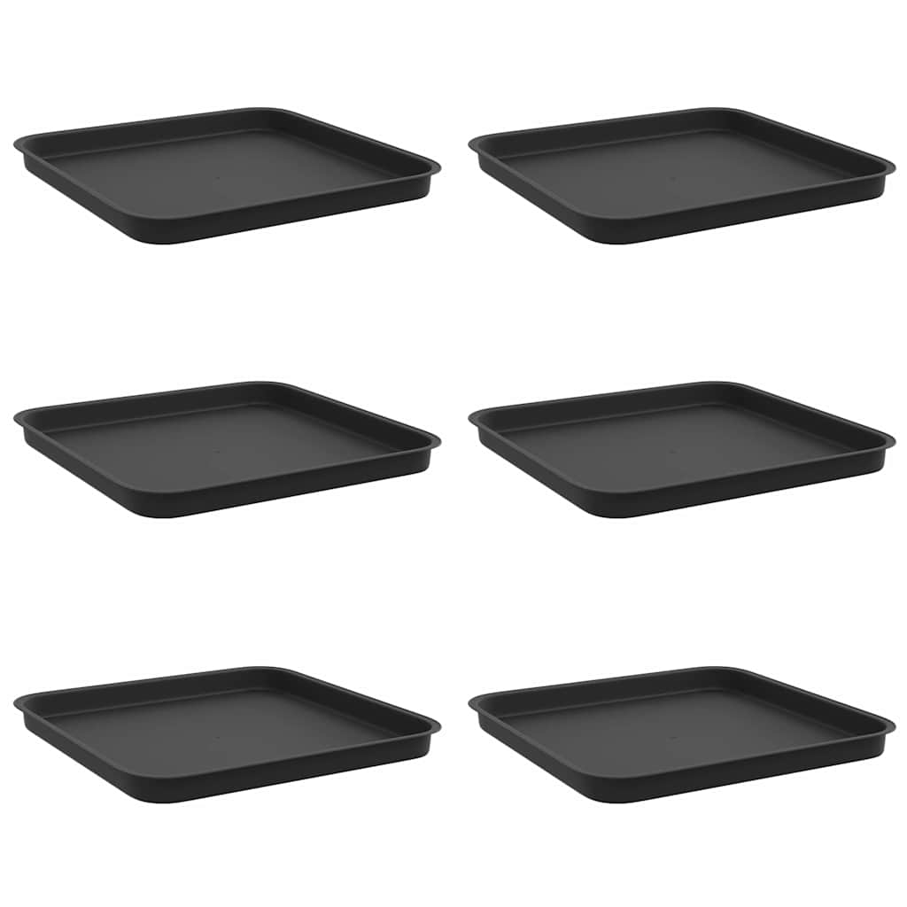 Kvadratna posuda za cvijeće 6 pcs Crna 32 x 32 x 2,5 cm