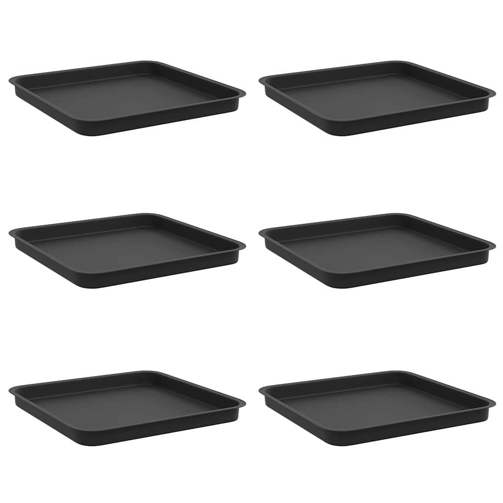 Kvadratna posuda za cvijeće 6 pcs Crna 36 x 36 x 2.5 cm