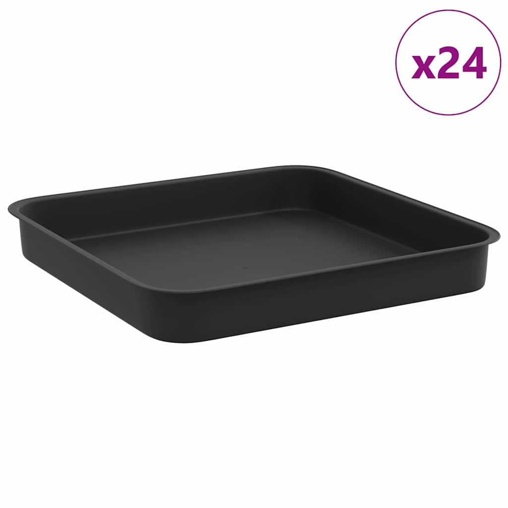 Kvadratna posuda za cvijeće 24 pcs Crna 15 x 15 x 2 cm Plastika