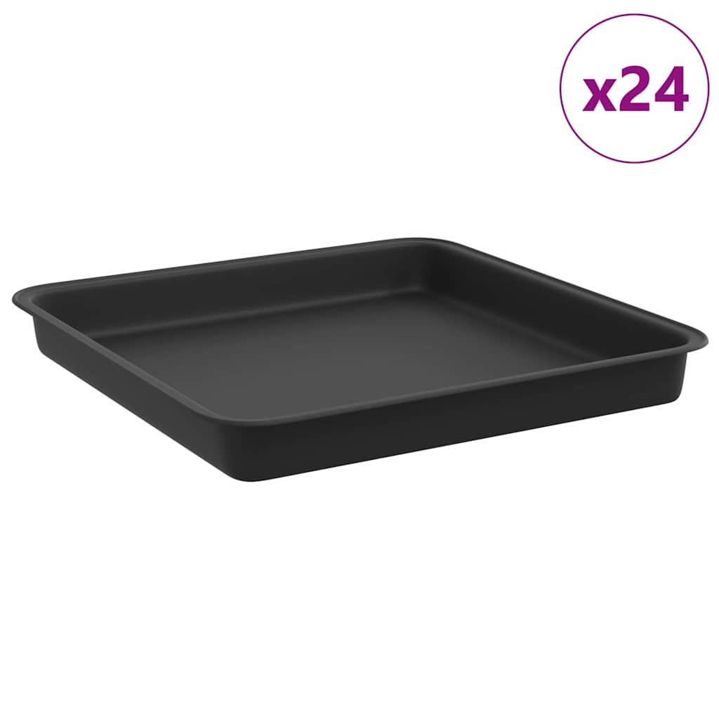 Kvadratna posuda za cvijeće 24 pcs Crna 18 x 18 x 2 cm Plastika