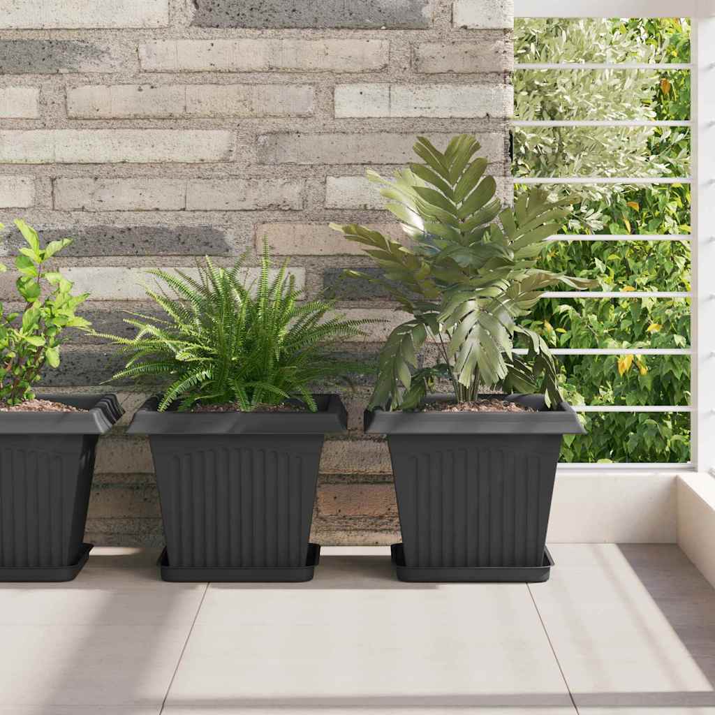 Kvadratna posuda za cvijeće 24 pcs Crna 21 x 21 x 2 cm Plastika