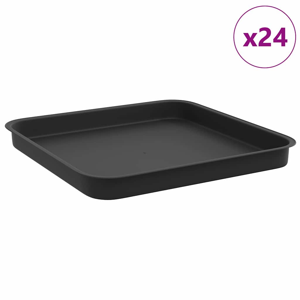 Kvadratna posuda za cvijeće 24 pcs Crna 21 x 21 x 2 cm Plastika