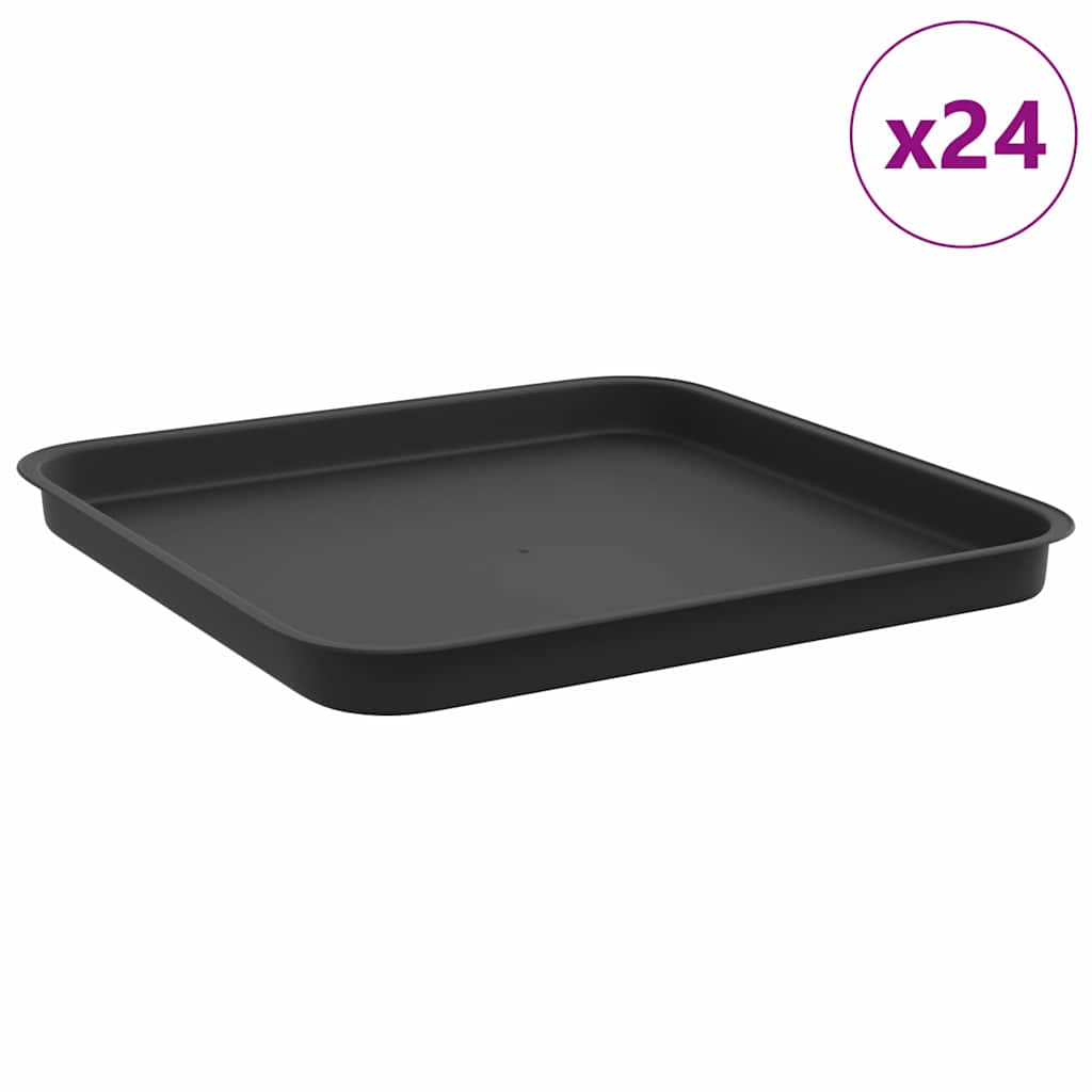 Kvadratna posuda za cvijeće 24 pcs Crna 32 x 32 x 2,5 cm