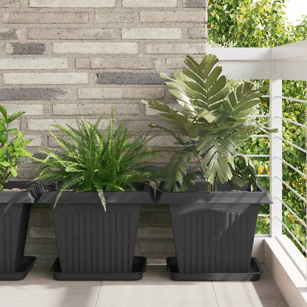 Kvadratna posuda za cvijeće 24 pcs Crna 36 x 36 x 2.5 cm