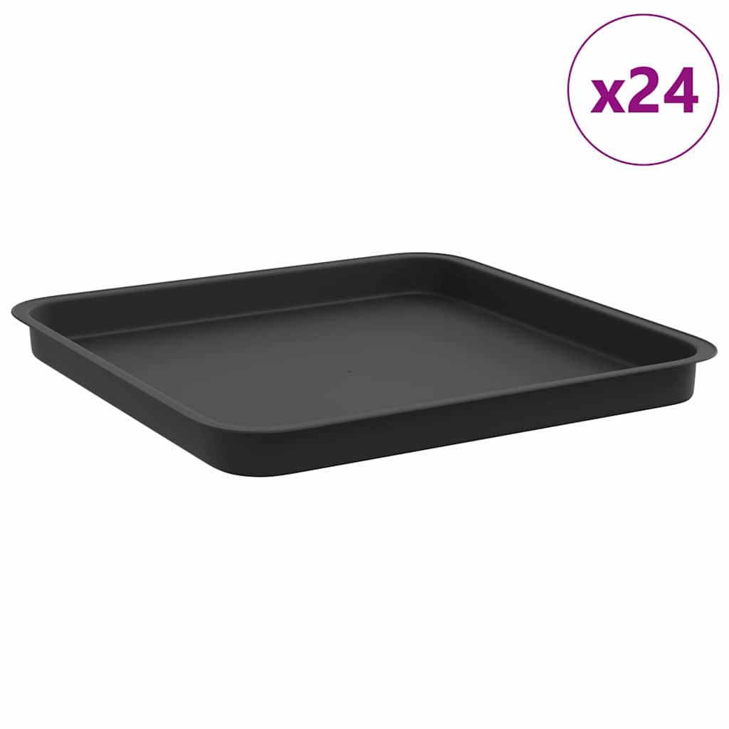 Kvadratna posuda za cvijeće 24 pcs Crna 36 x 36 x 2.5 cm