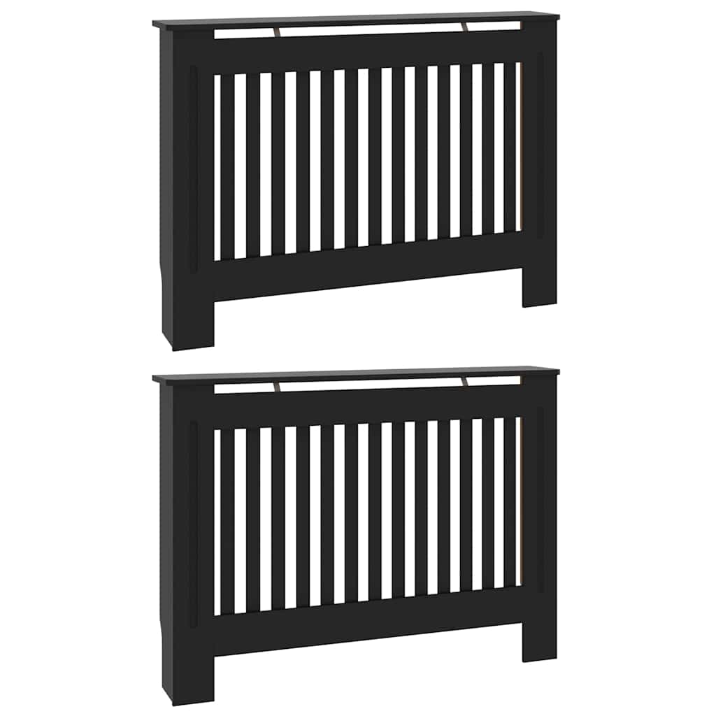 Pokrivač radijatora 2 pcs Crna 112 x 19 x 81,5 cm