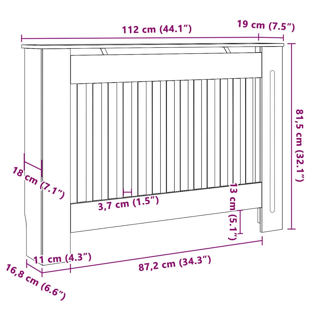 Pokrivač radijatora 2 pcs Crna 112 x 19 x 81,5 cm