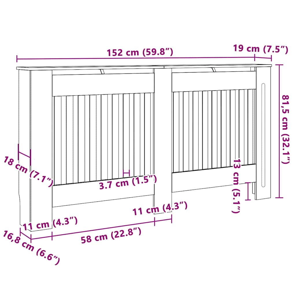 Pokrivač radijatora 2 pcs Hrast sonoma 152 x 19 x 81,5 cm