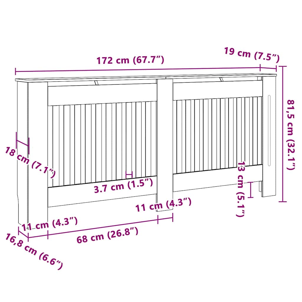 Pokrivač radijatora 2 pcs Crna 172 x 19 x 81,5 cm