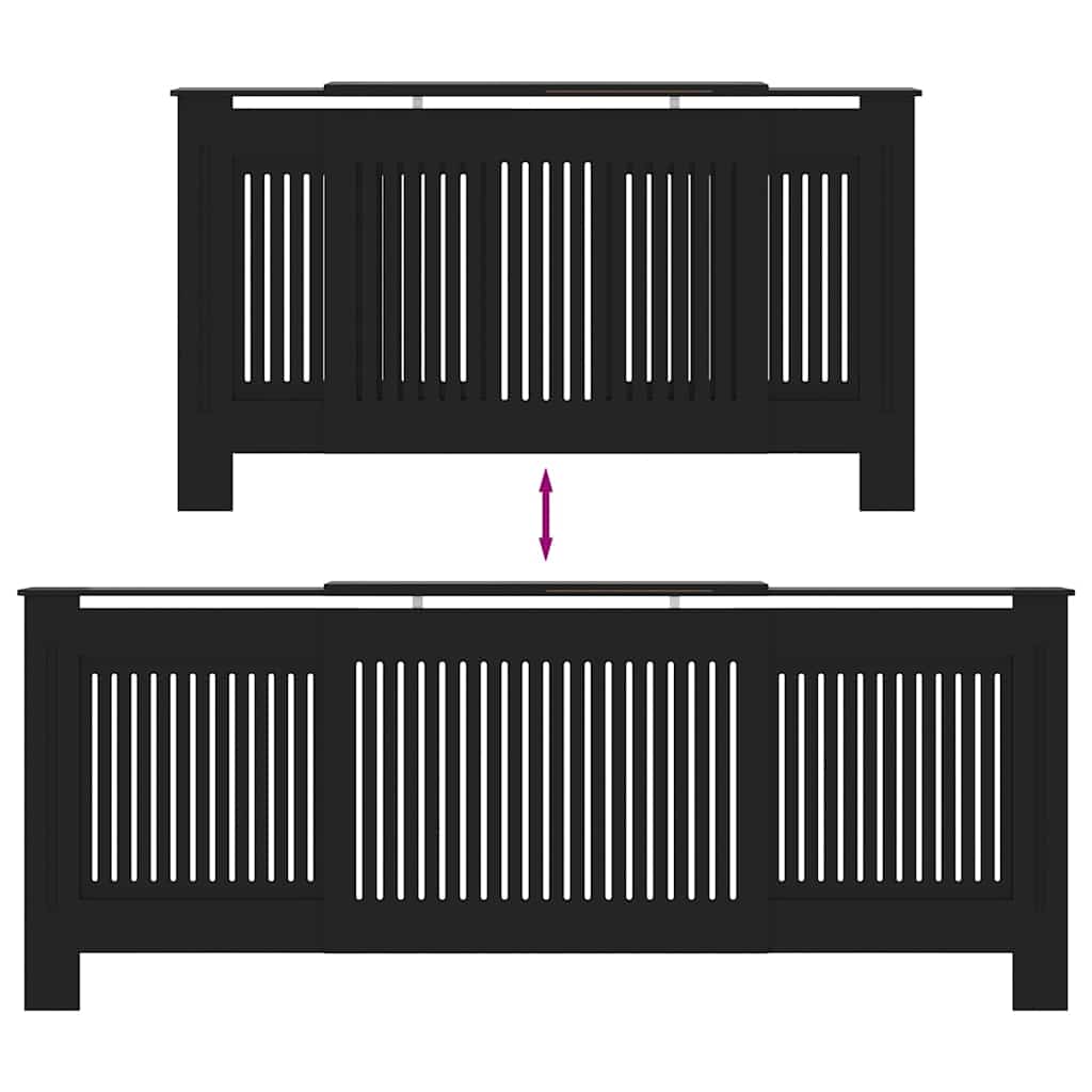 Pokrivač radijatora 2 pcs Crna 205 x 20,5 x 81,5 cm