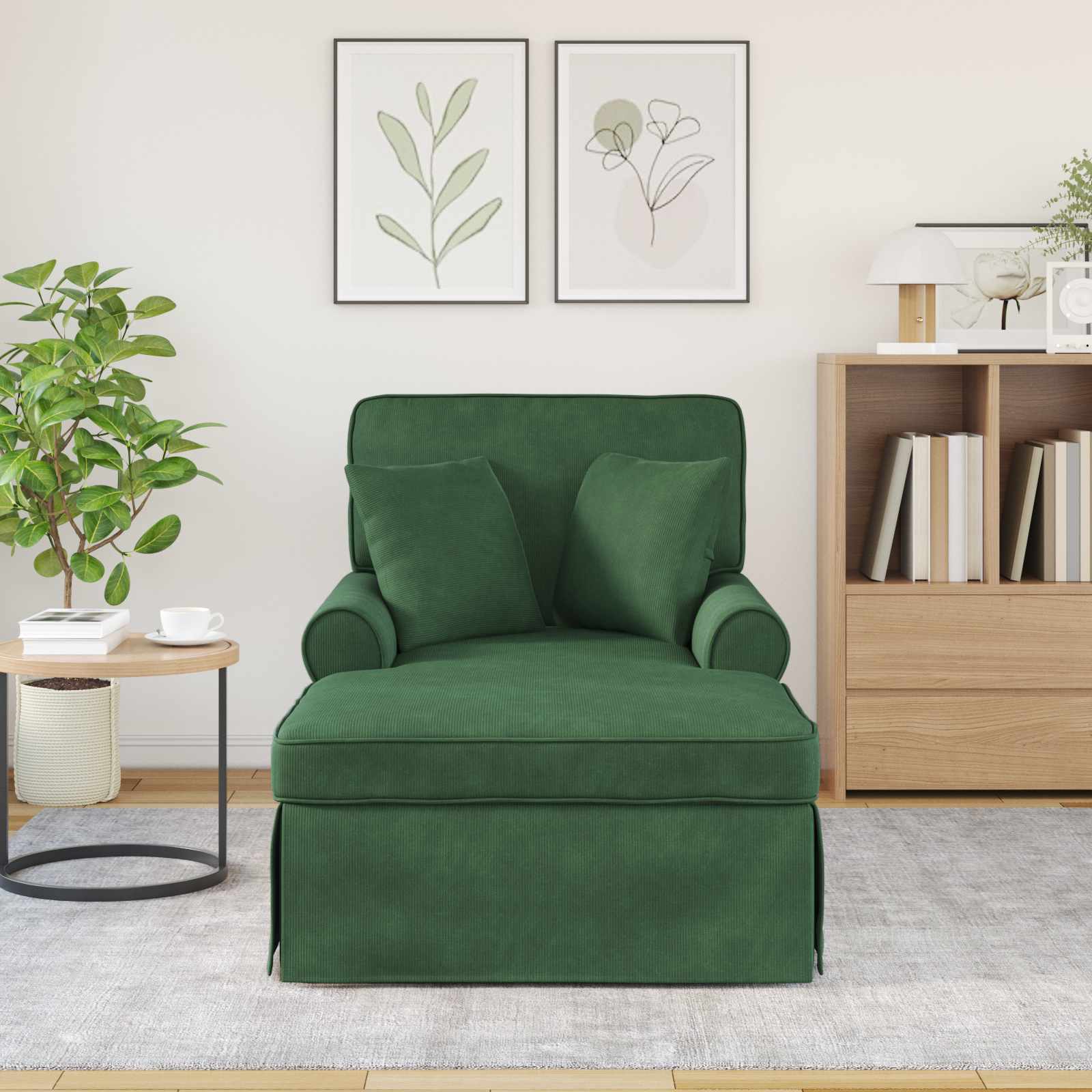 Ležaljka s suknjom 3 pcs Jungle zelena Kordura tekstil
