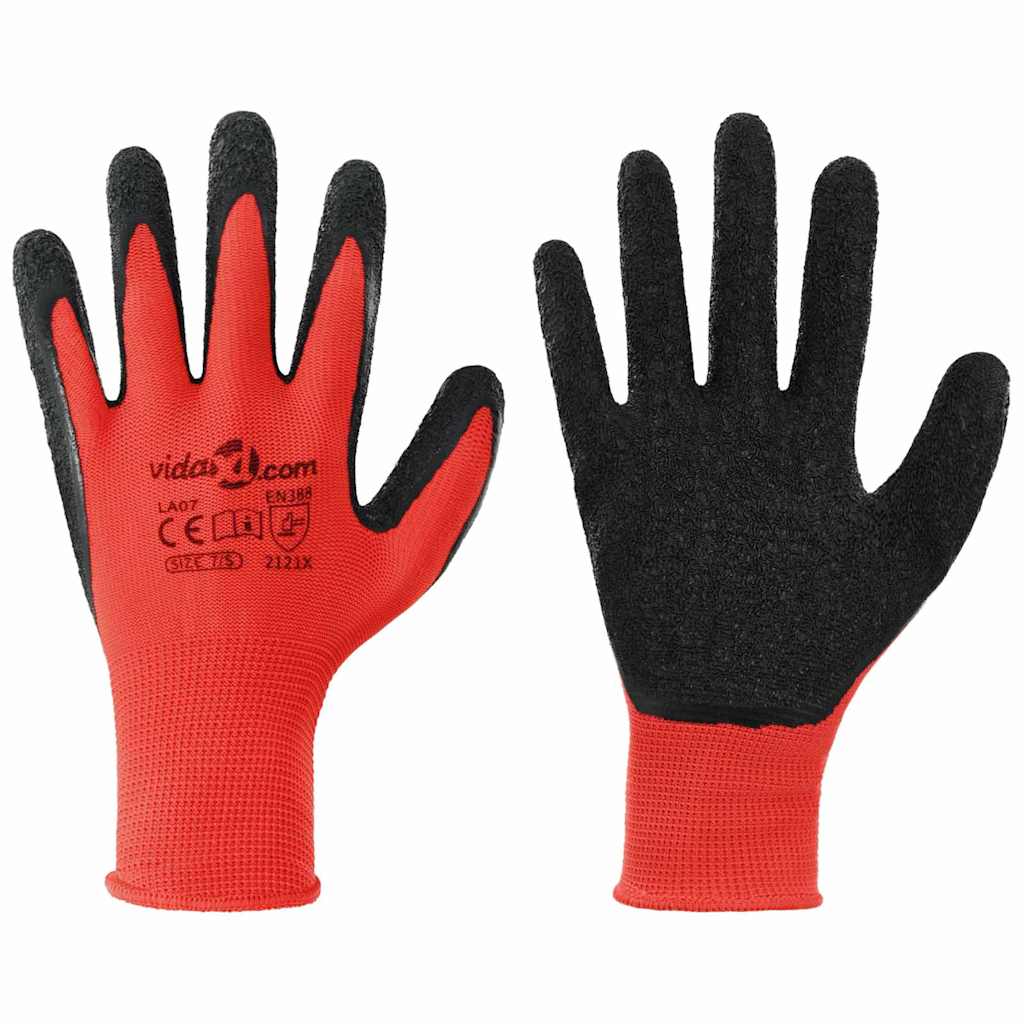 Rukavice za rad 24 pcs Crvena i Crna 7 / S Lateks premaz