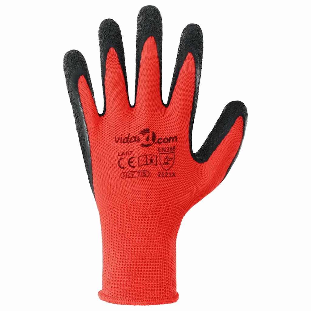 Rukavice za rad 24 pcs Crvena i Crna 7 / S Lateks premaz