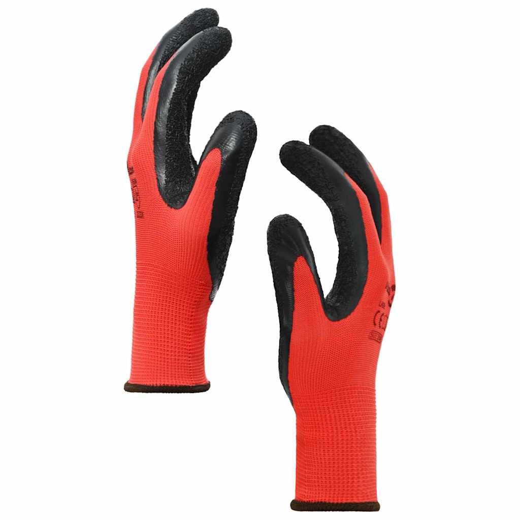 Rukavice za rad 12 pcs Crvena i Crna 8 / m Lateks premaz