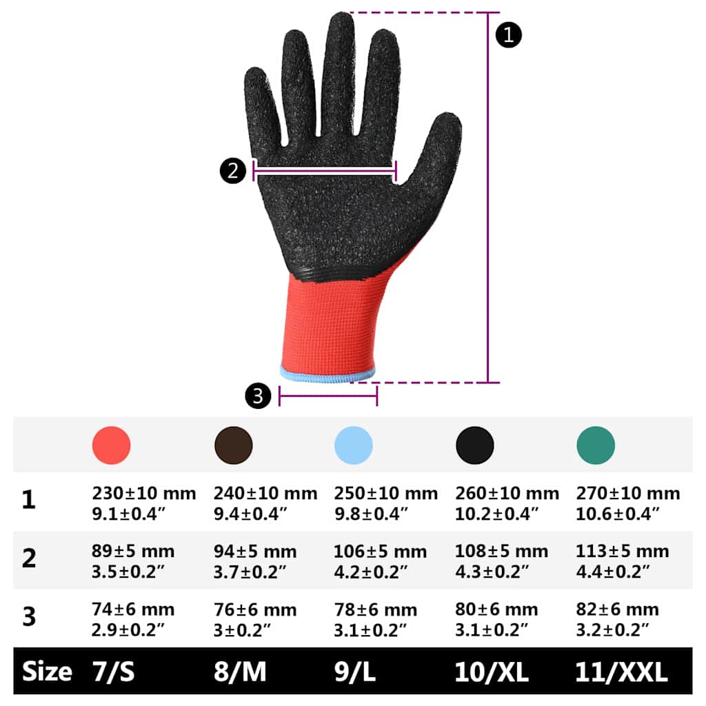 Rukavice za rad 12 pcs Crvena i Crna 9 / l Lateks premaz