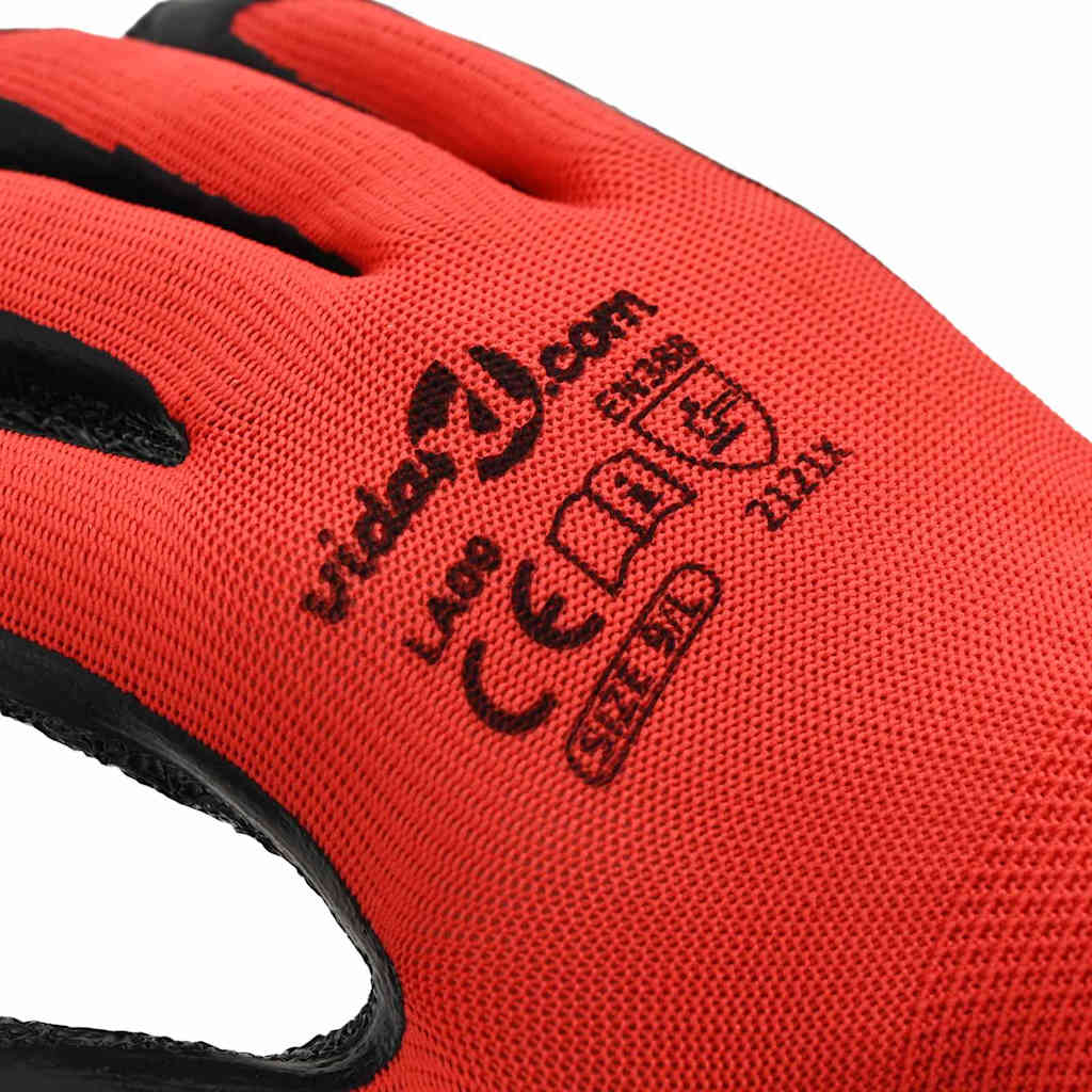 Rukavice za rad 24 pcs Crvena i Crna 9 / l Lateks premaz