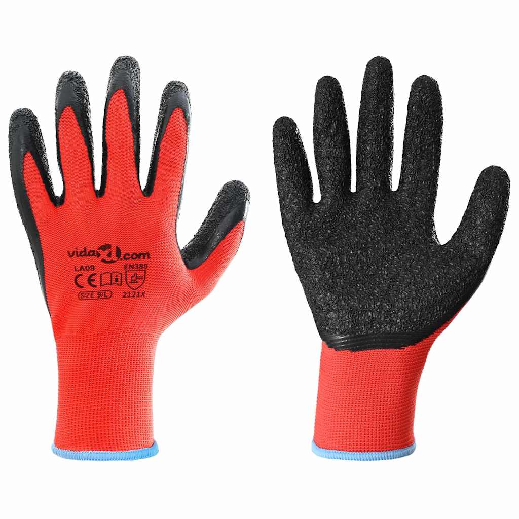 Rukavice za rad 24 pcs Crvena i Crna 9 / l Lateks premaz