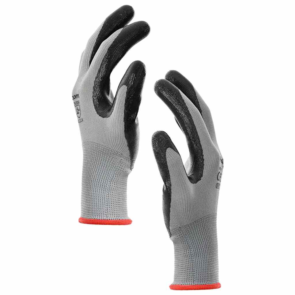 Rukavice za rad 12 pcs Siva i crna 7 / S Poliester