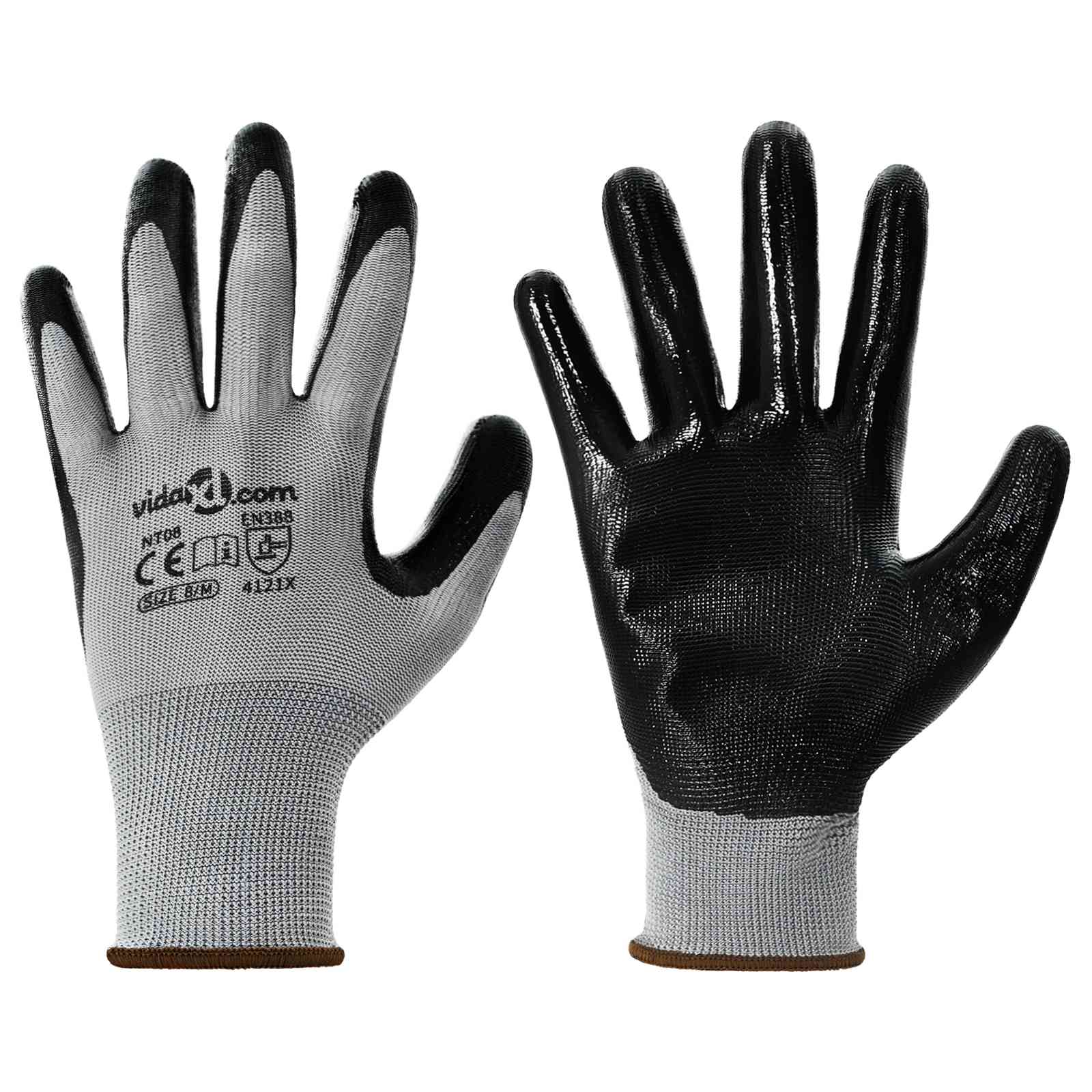 Rukavice za rad 24 pcs Siva i crna 8 / m Poliester