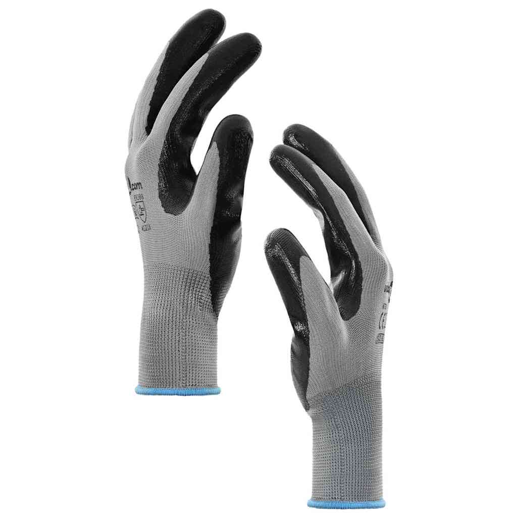 Rukavice za rad 24 pcs Siva i crna 9 / l Poliester