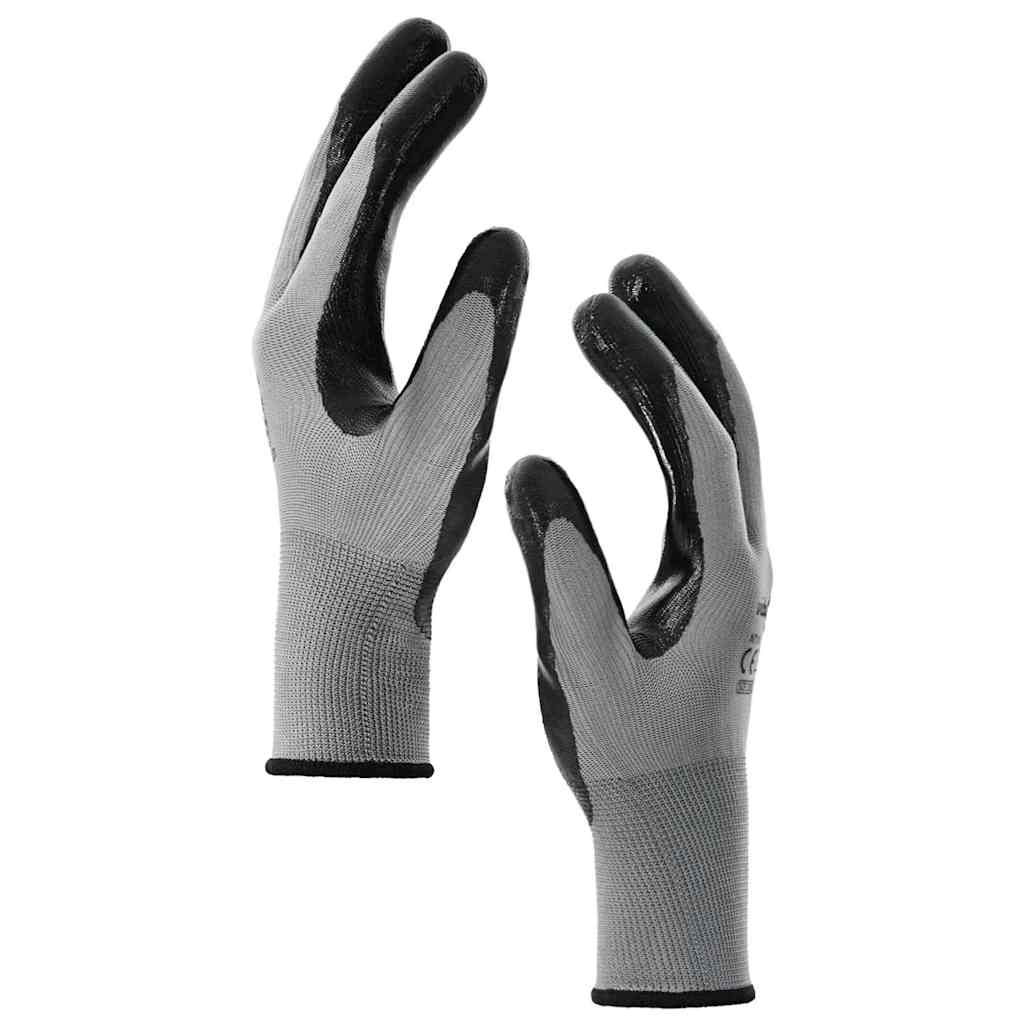 Rukavice za rad 12 pcs Siva i crna 10 / xl Poliester