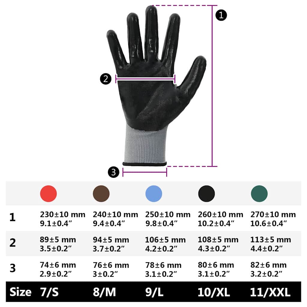 Rukavice za rad 12 pcs Siva i crna 10 / xl Poliester