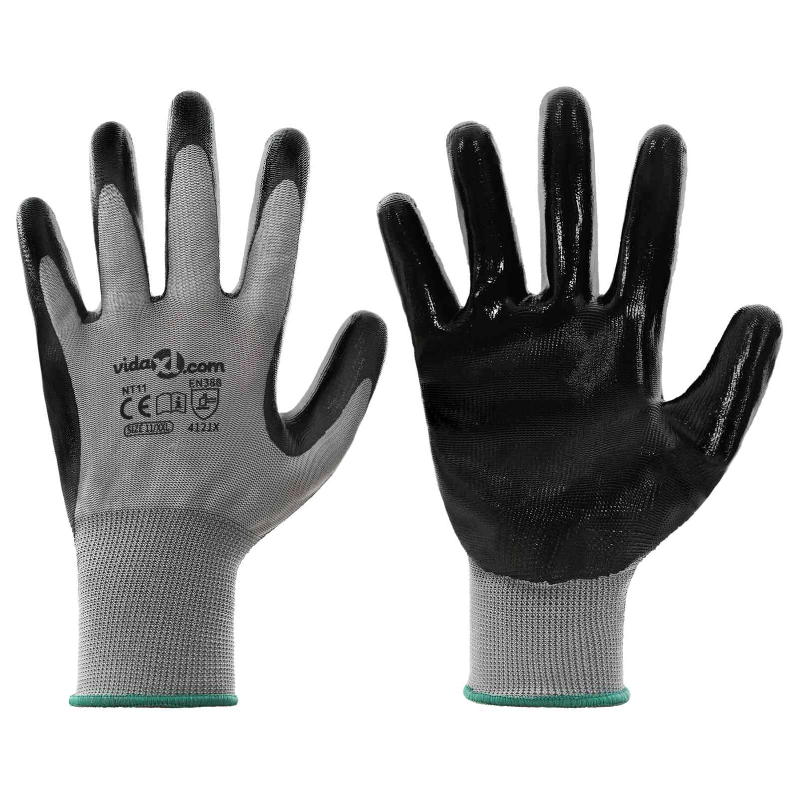 Rukavice za rad 24 pcs Siva i crna 11 / XXL Poliester