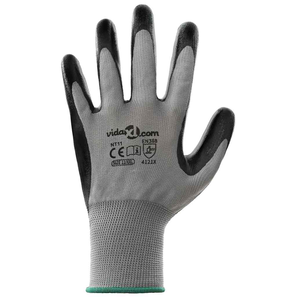 Rukavice za rad 24 pcs Siva i crna 11 / XXL Poliester
