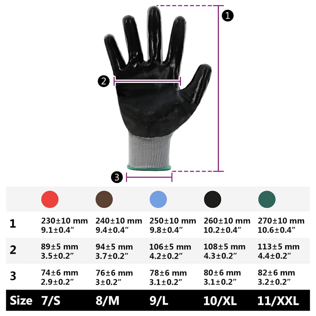 Rukavice za rad 24 pcs Siva i crna 11 / XXL Poliester