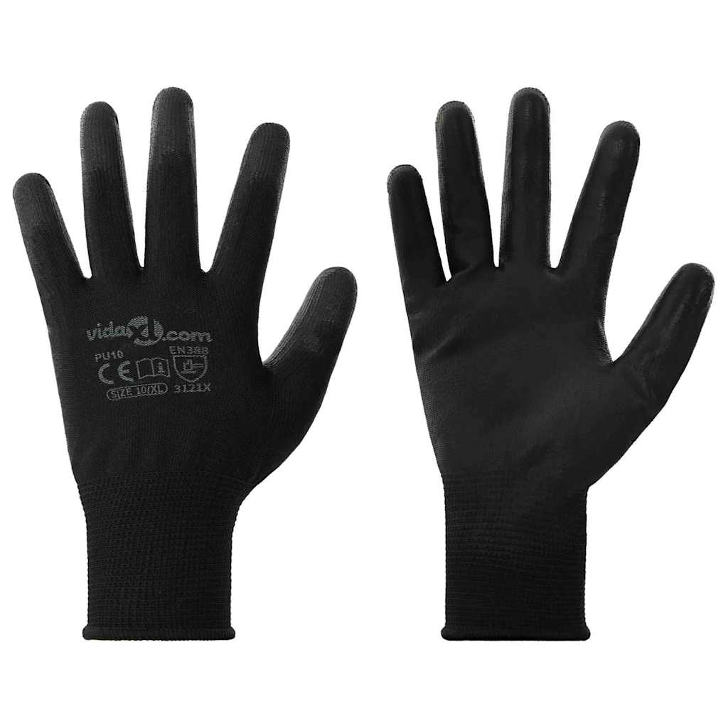 Rukavice za rad 12 pcs Crna 10 / xl Poliester