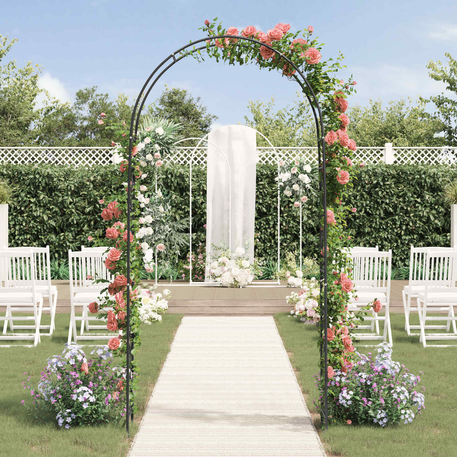 Vrtni Luk Cvjetni Crna 115 x 37 x 231 cm