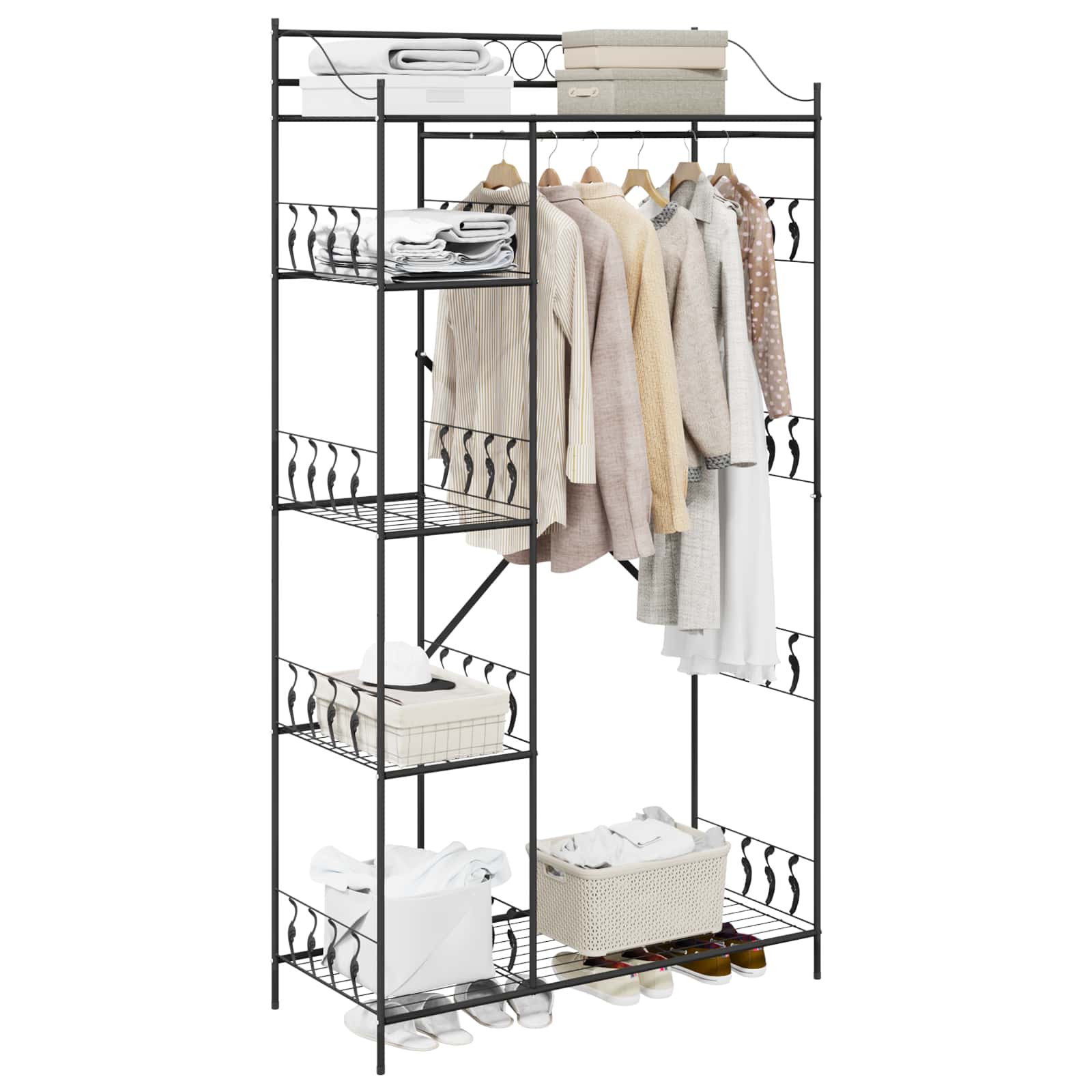 Otvoreni ormar s policom Crna 101 x 43 x 188 cm Čelik