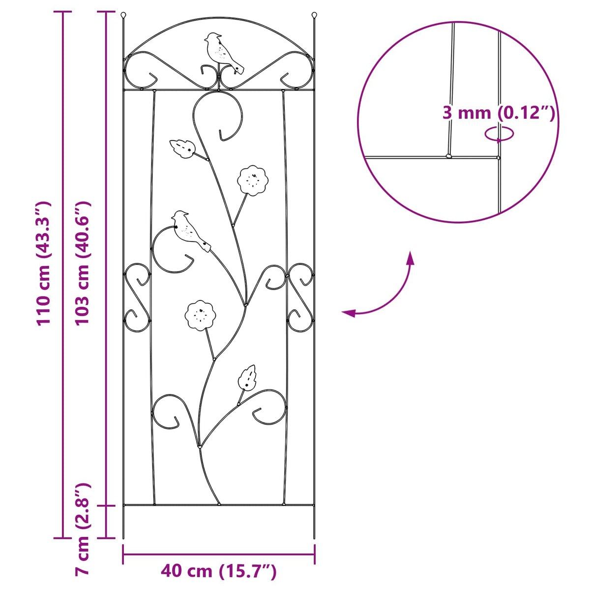Vrtna Ograda 3 pcs Zelena 110 x 40 cm Čelik