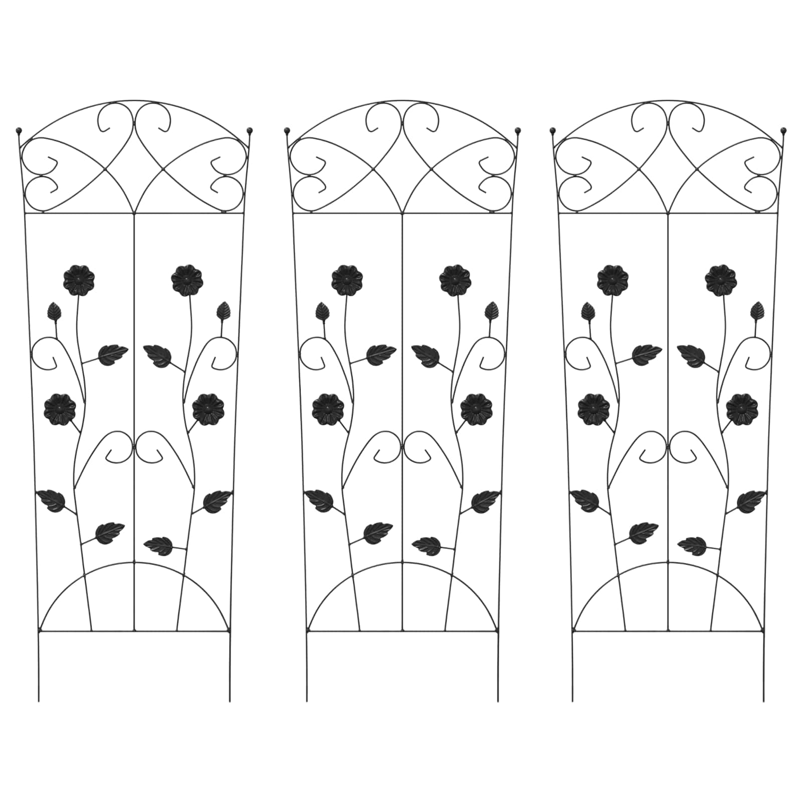 Vrtna Ograda 3 pcs Crna 110,5 x 42,5 cm Čelik