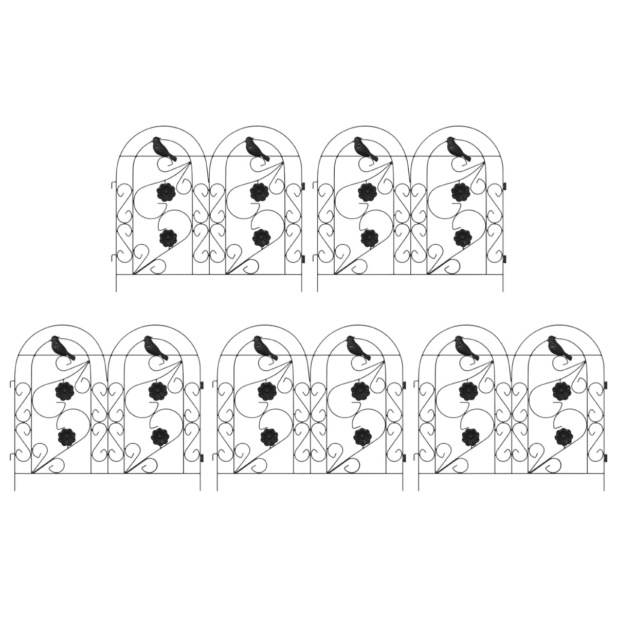 Vrtna Ograda 5 pcs Crna Čelik