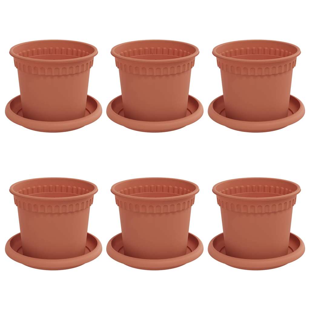 Saksije za biljke 6 pcs Crvena cigla Ø 12,5 x 10 cm Plastika