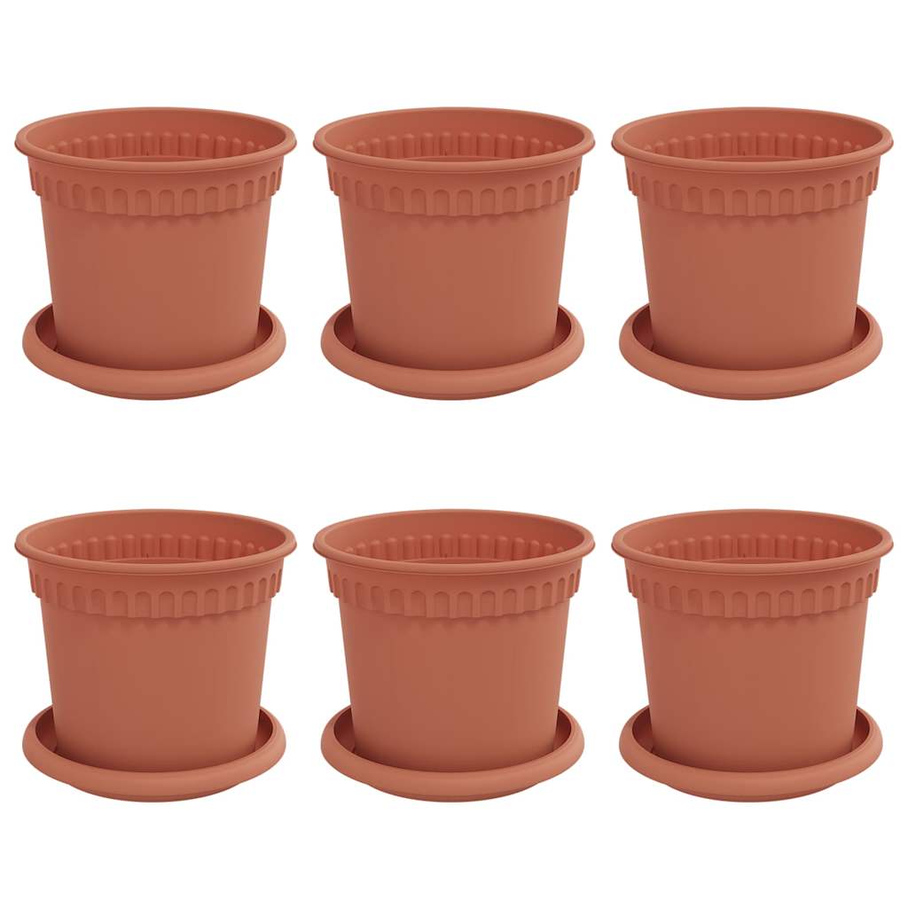 Saksije za biljke 6 pcs Crvena cigla Ø 15 x 12 cm Plastika