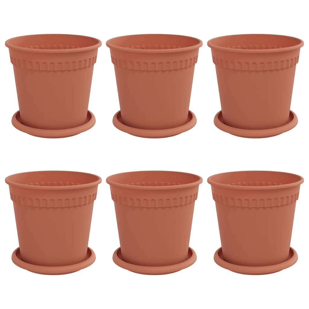 Saksije za biljke 6 pcs Crvena cigla Ø 17 x 14 cm Plastika
