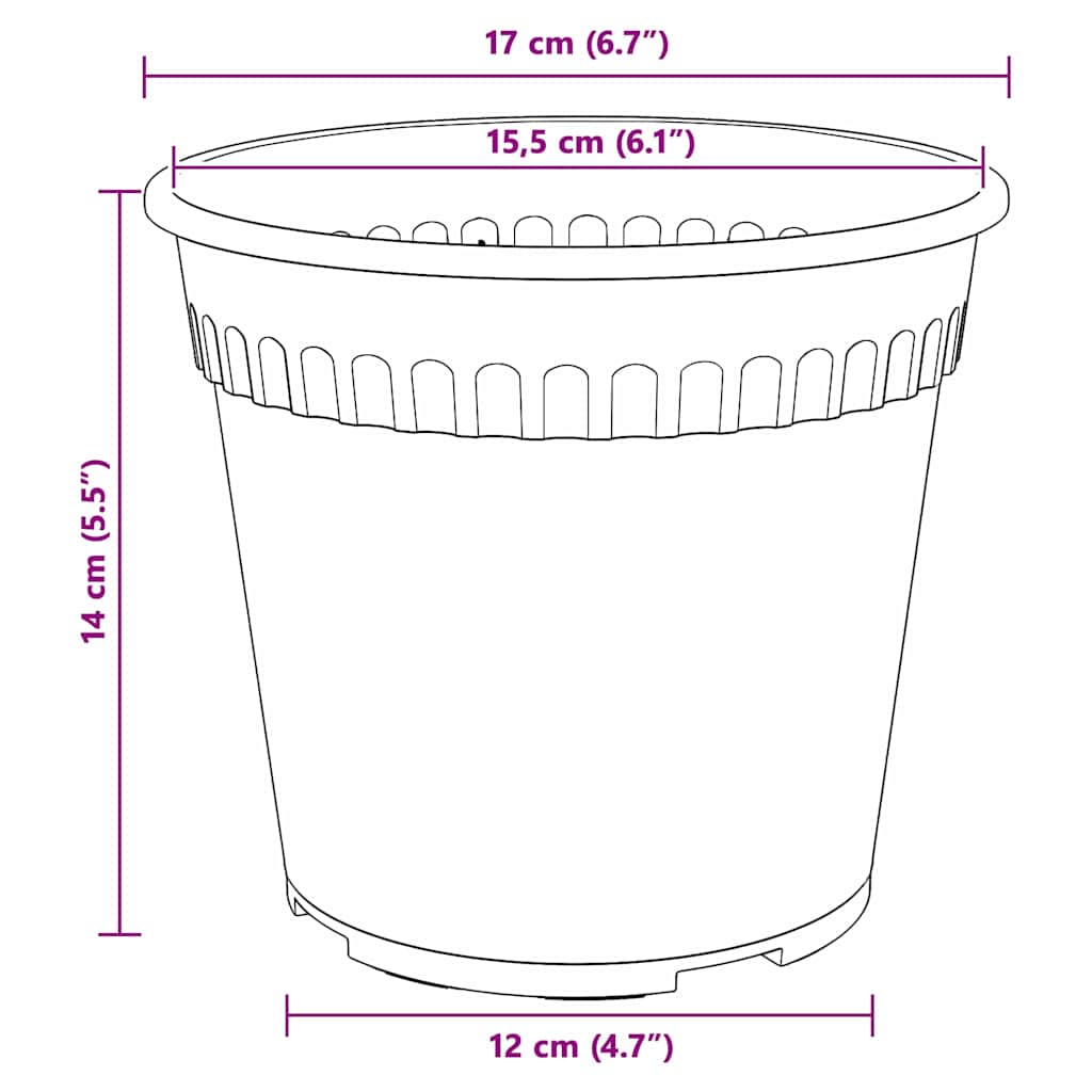 Saksije za biljke 6 pcs Crvena cigla Ø 17 x 14 cm Plastika