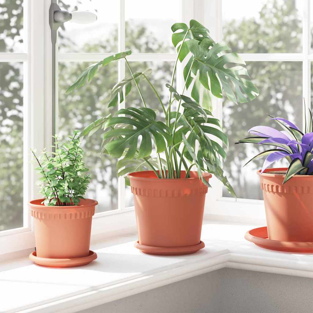 Saksije za biljke 6 pcs Crvena cigla Ø 19 x 16 cm Plastika
