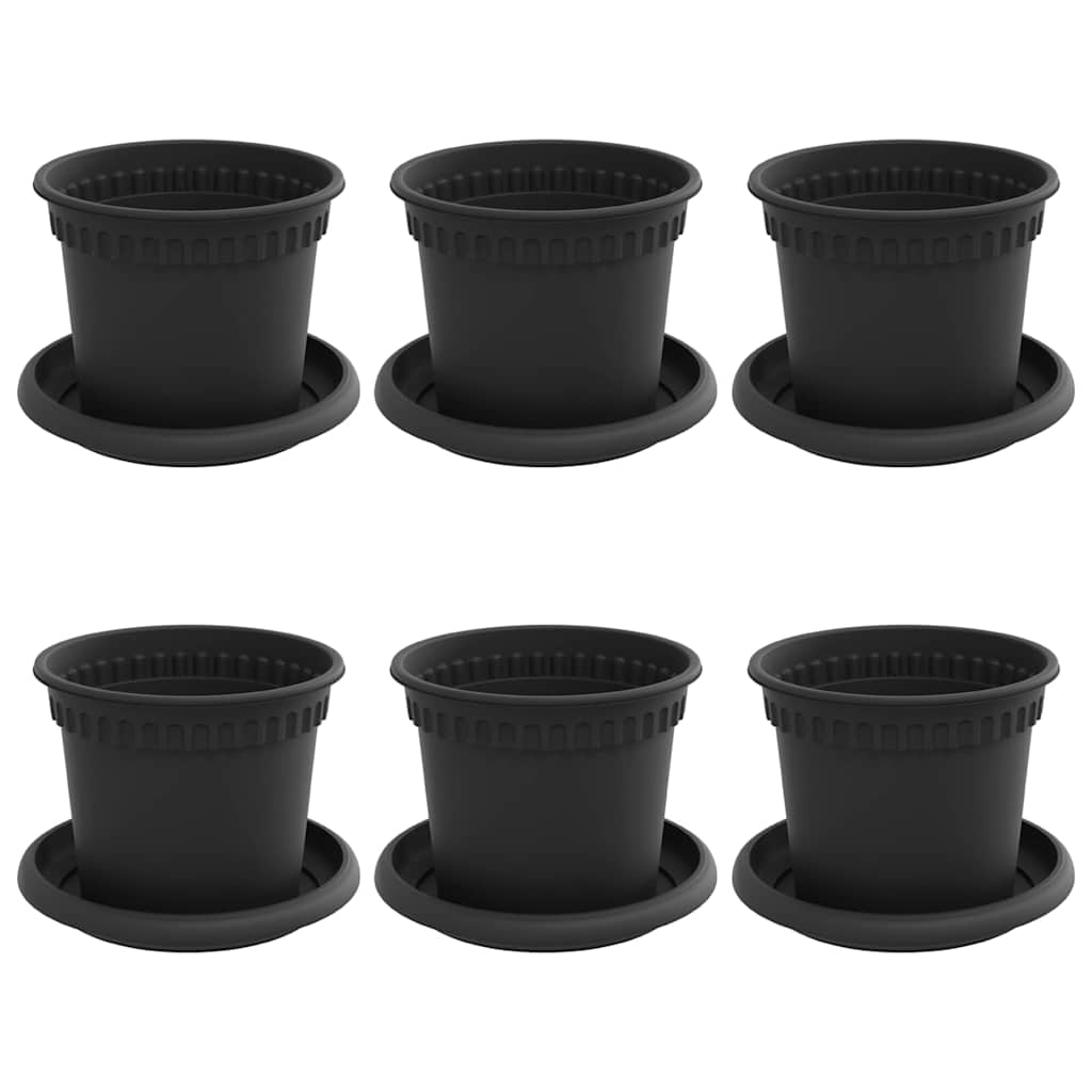 Saksije za biljke 6 pcs Crna Ø 12,5 x 10 cm Plastika