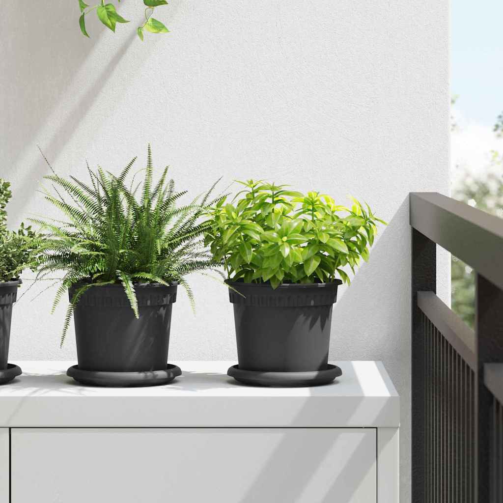 Saksije za biljke 6 pcs Crna Ø 15 x 12 cm Plastika