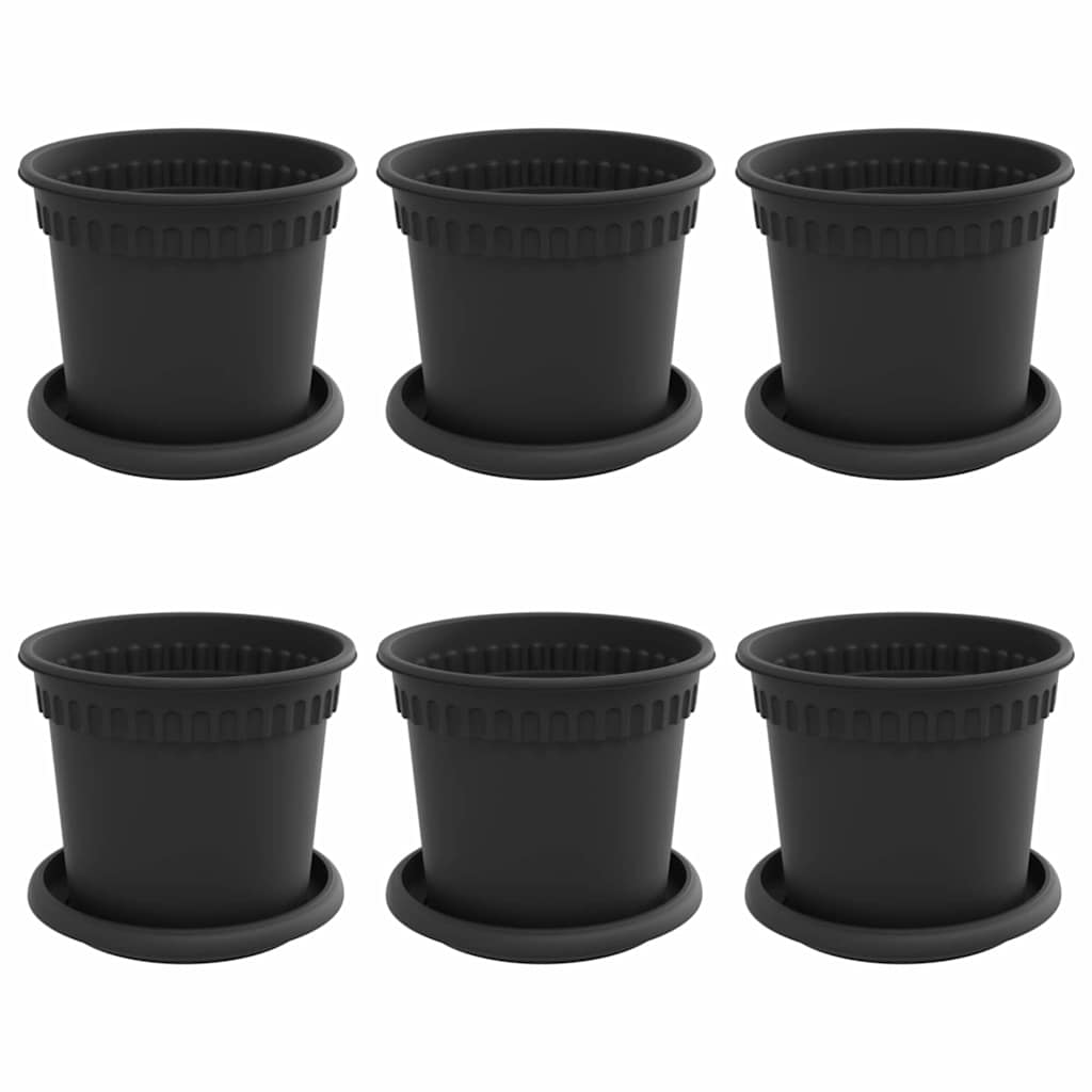 Saksije za biljke 6 pcs Crna Ø 15 x 12 cm Plastika