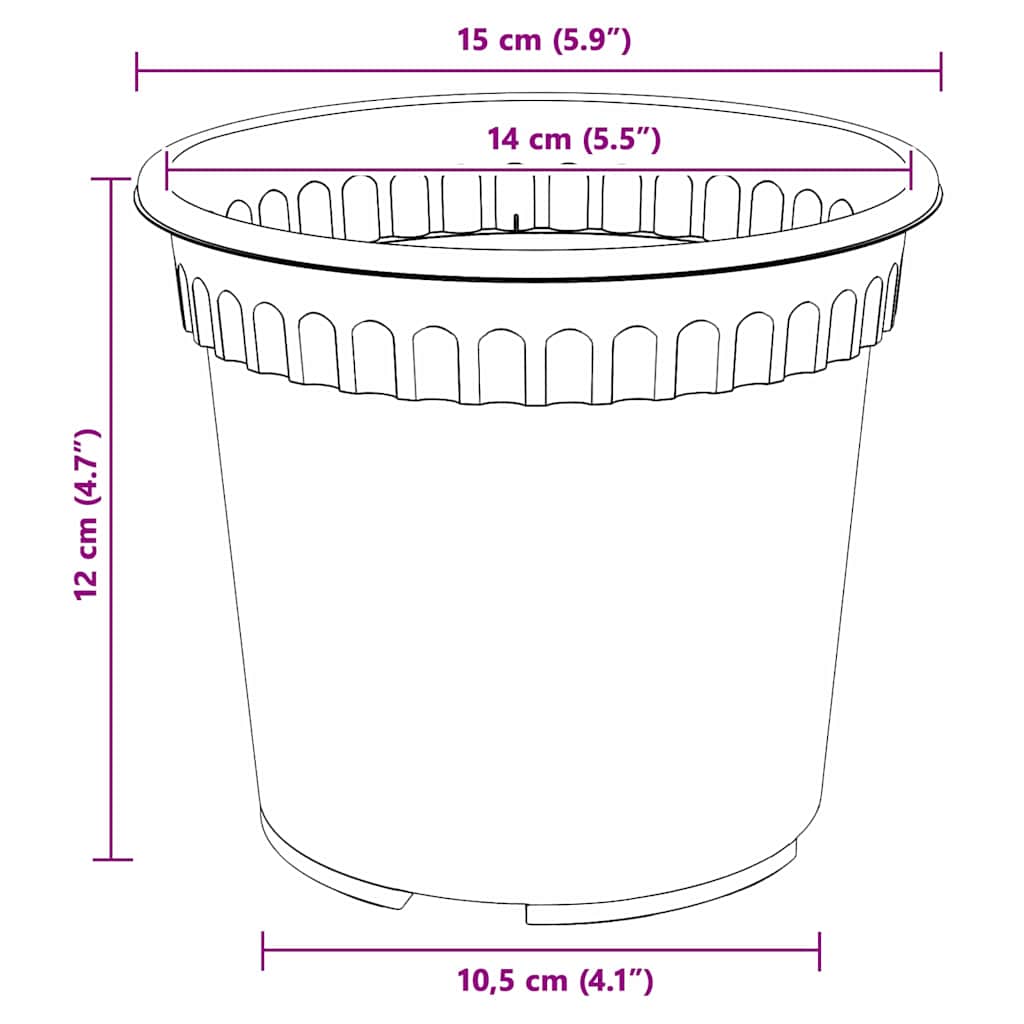 Saksije za biljke 6 pcs Crna Ø 15 x 12 cm Plastika