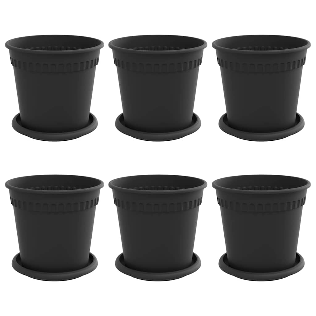 Saksije za biljke 6 pcs Crna Ø 17 x 14 cm Plastika
