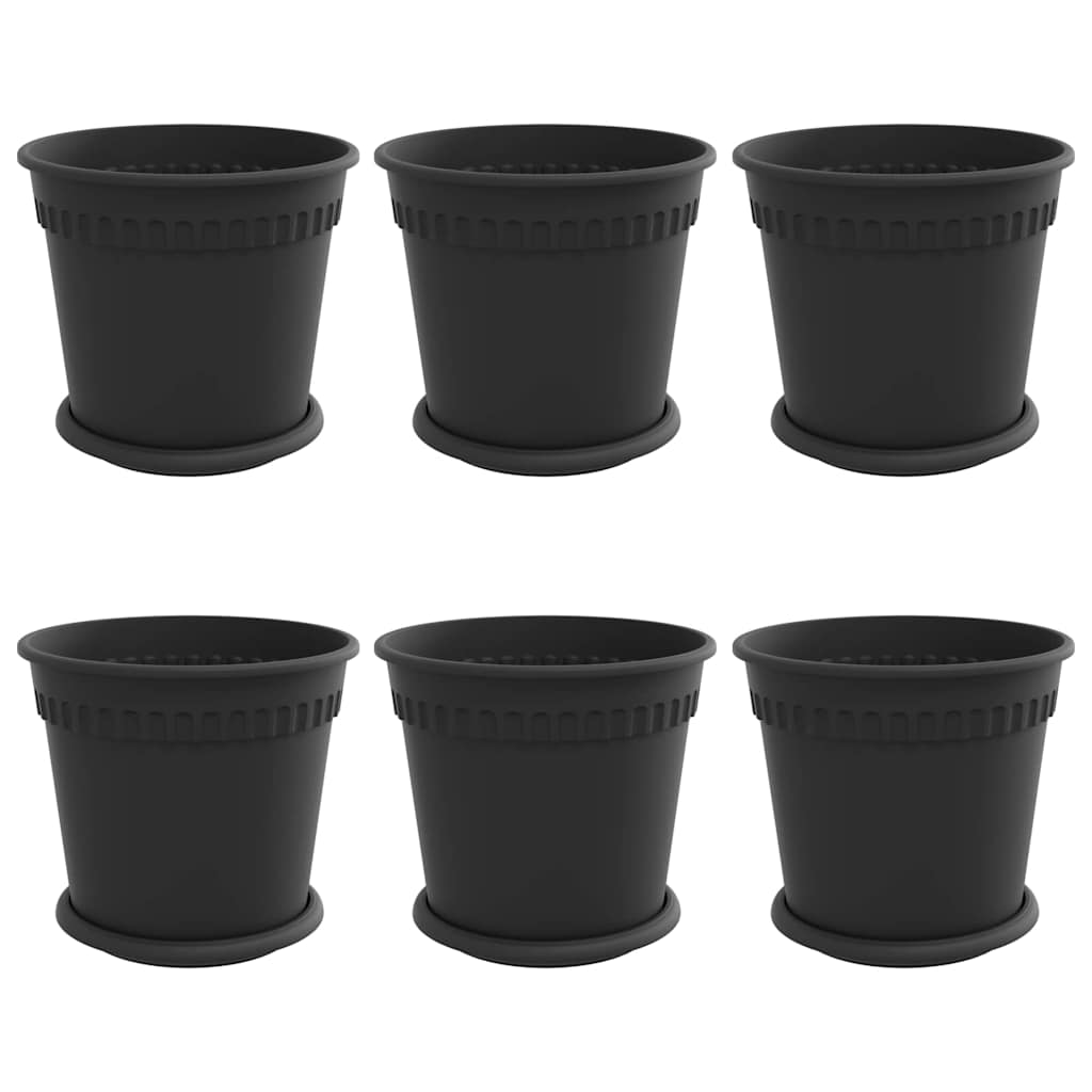Saksije za biljke 6 pcs Crna Ø 19 x 16 cm Plastika