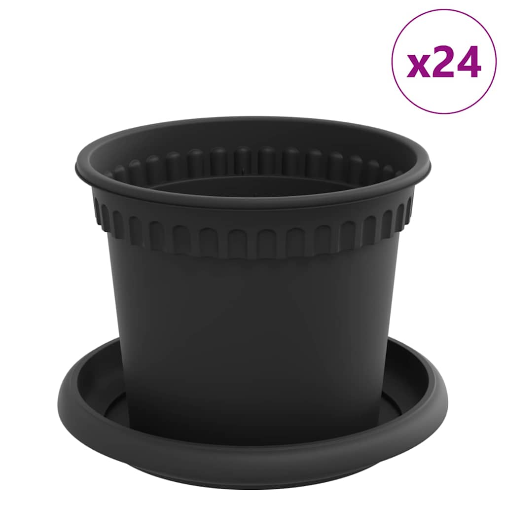 Saksije za biljke 24 pcs Crna Ø 12,5 x 10 cm Plastika