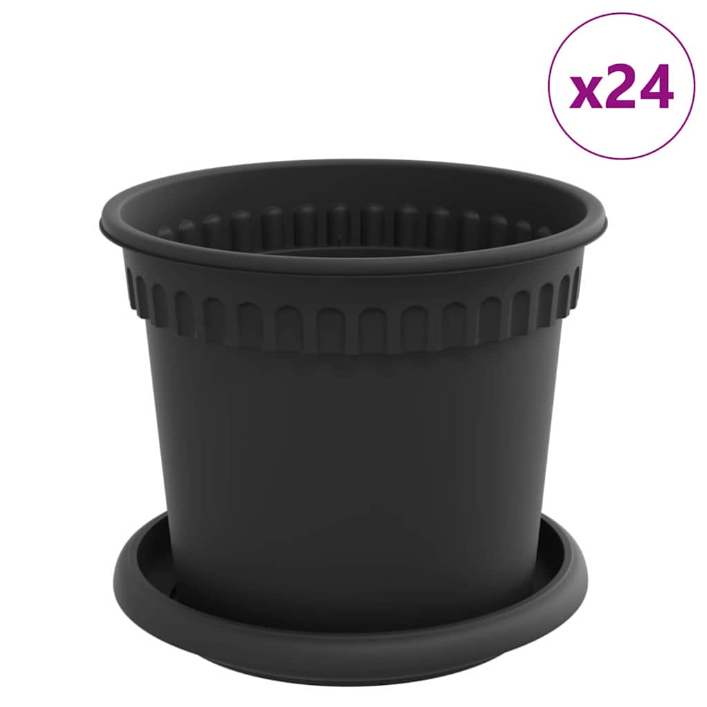 Saksije za biljke 24 pcs Crna Ø 15 x 12 cm Plastika