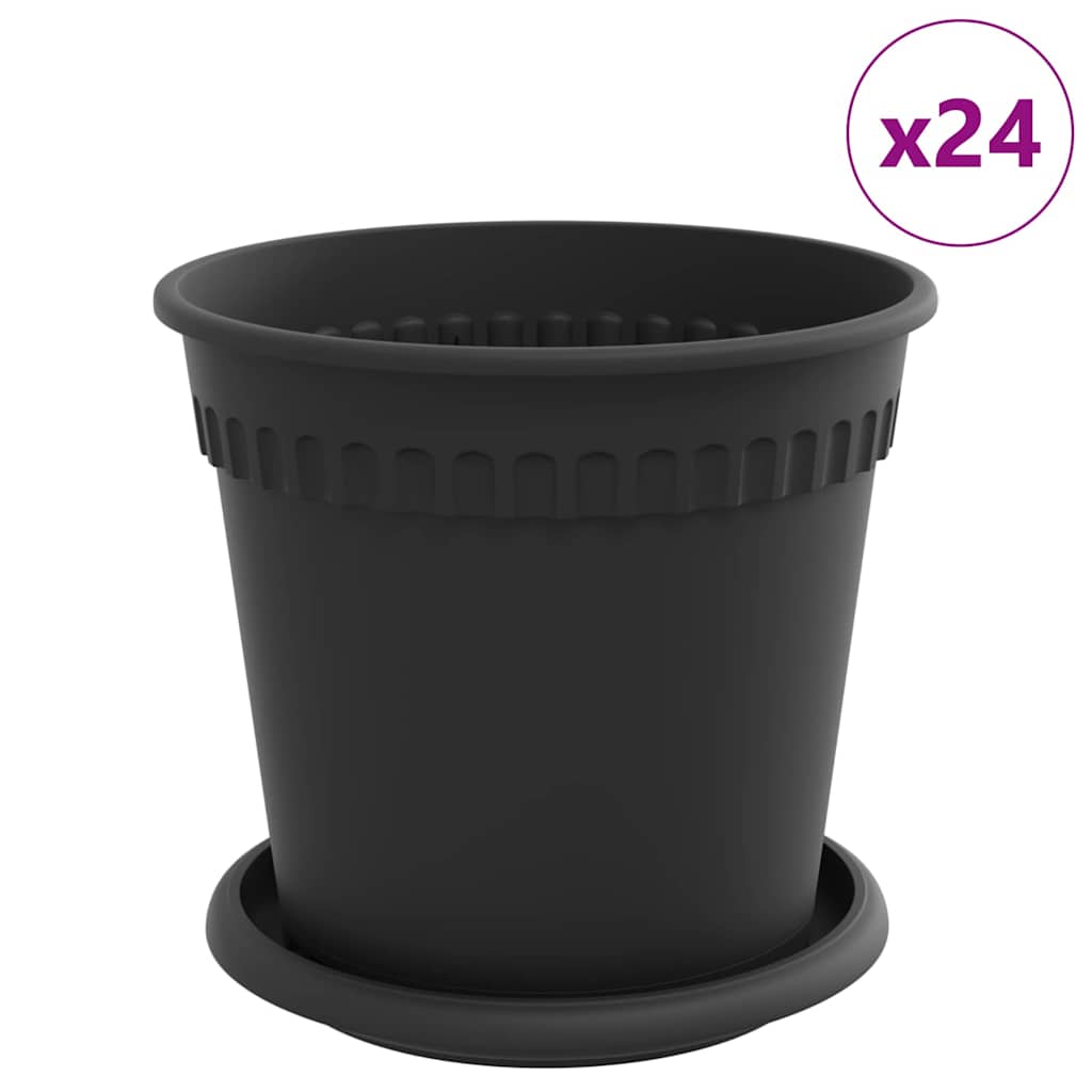 Saksije za biljke 24 pcs Crna Ø 17 x 14 cm Plastika